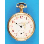 A.W.W.Co., Waltham Masonic jewelry pocket watch in 14 ct. 2-lid gold case with gold mount and diamon