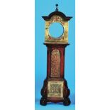 Table clock case in the form of a grandfather clock, wood, front decorated with brass,