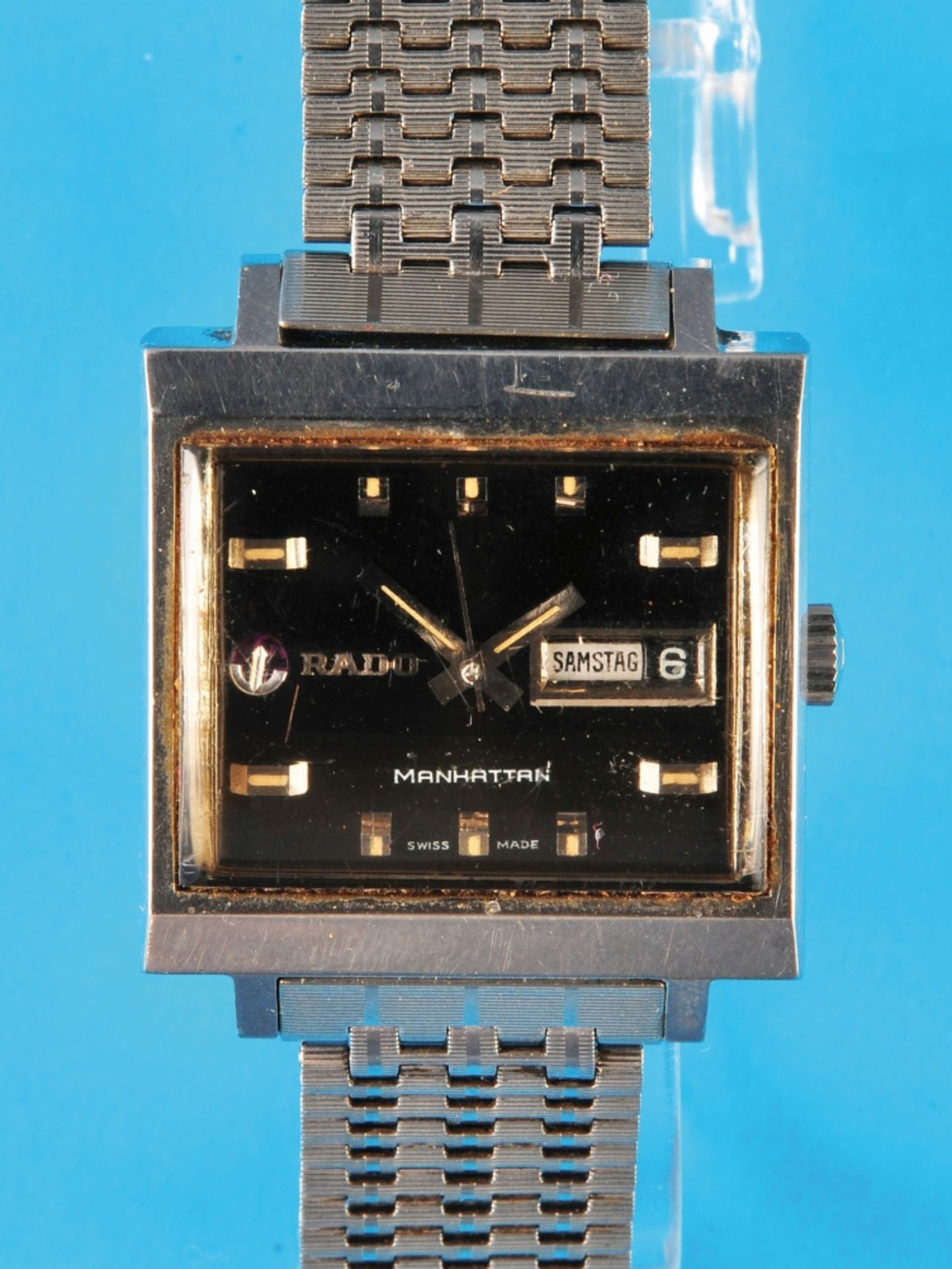 Rado Water-Sealed "Manhattan" wristwatch with central seconds and calendar with day of the week and 