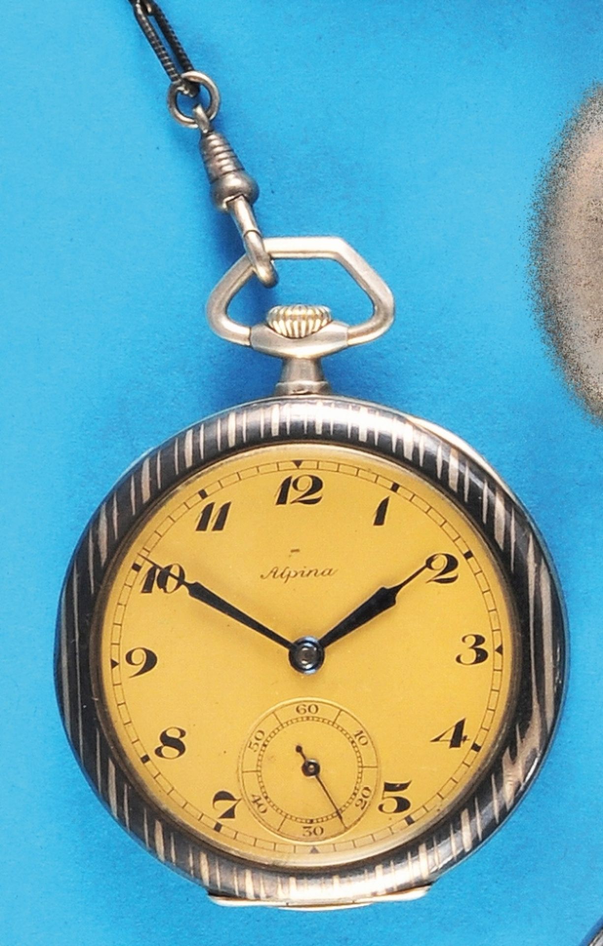 Alpina tulasilver pocket watch with tulasilver pocket watch chain with gold-plated links,