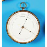 English round barometer with suspension bracket, white dial,