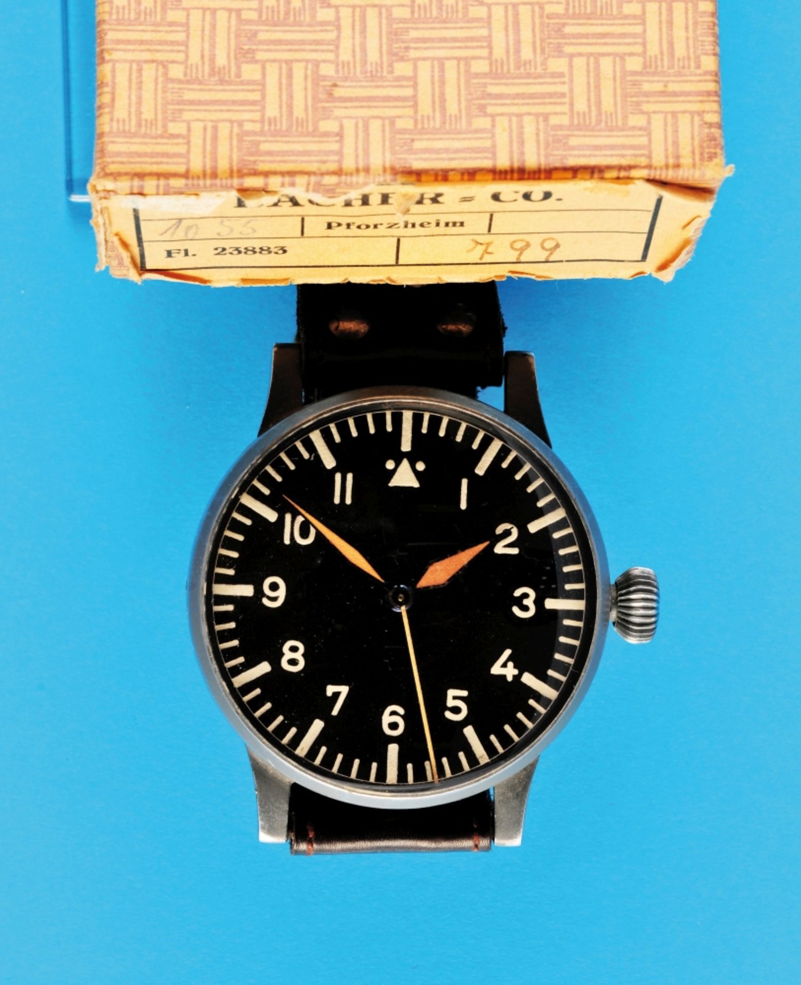 Large aviator wristwatch Laco (Lacher & Co.Pforzheim), in original Lacher & Co. box, no. 799, 