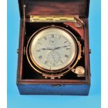 Thomas Mercer Ltd. marine chronometer, no. 21022, St. Albans, England, 2-piece wooden case, gimballe