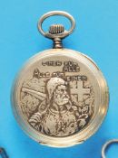 Revue G.T., metal pocket watch in relief with well-preserved depiction of the Swiss freedom fighter