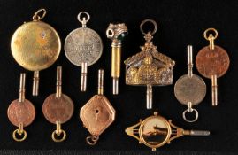 Set of 10 pocket watch keys,