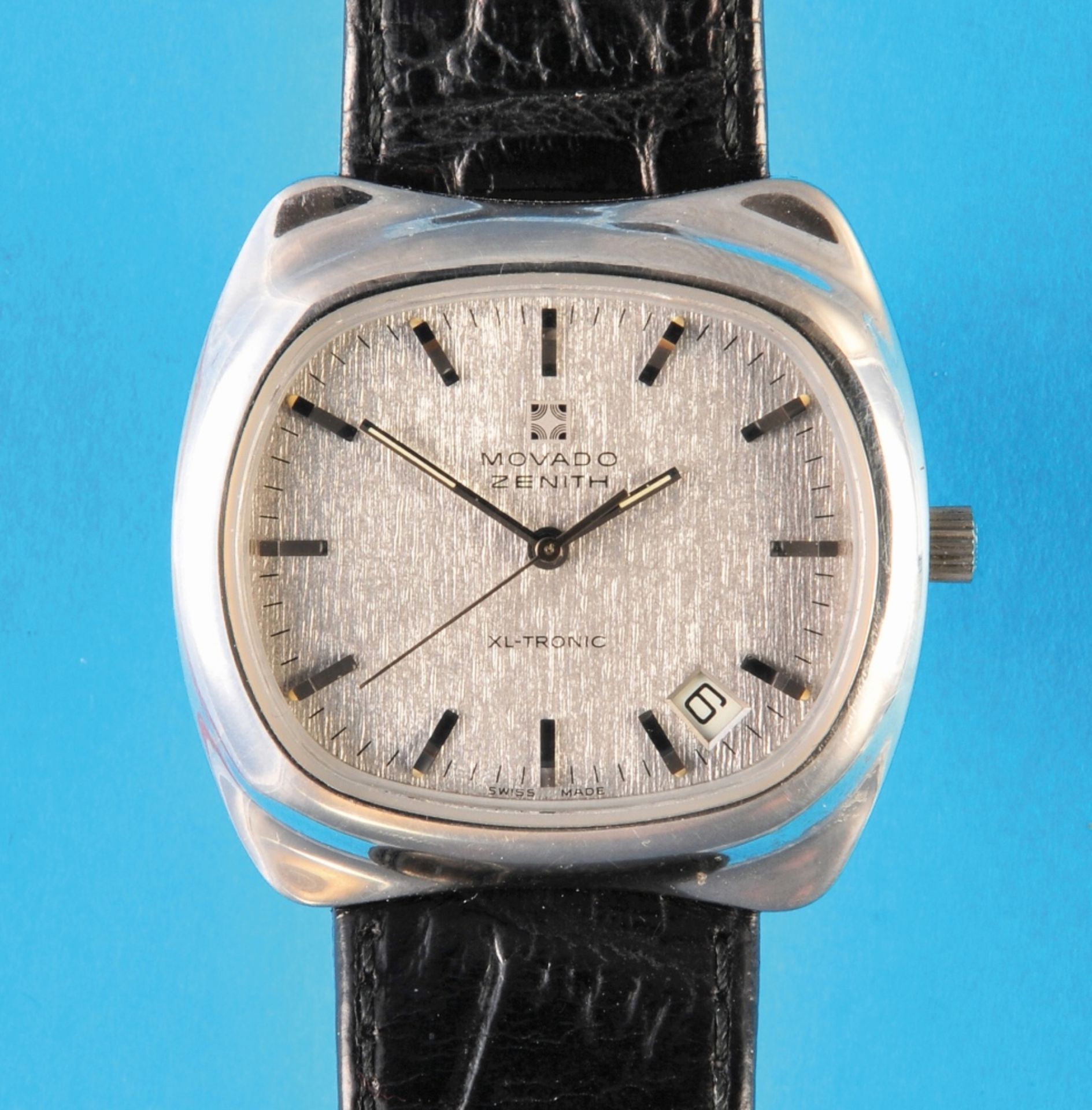 Movado Zenith "XL-Tronic" wristwatch with central second and date, reference 01-0030-500, cal. Zenit