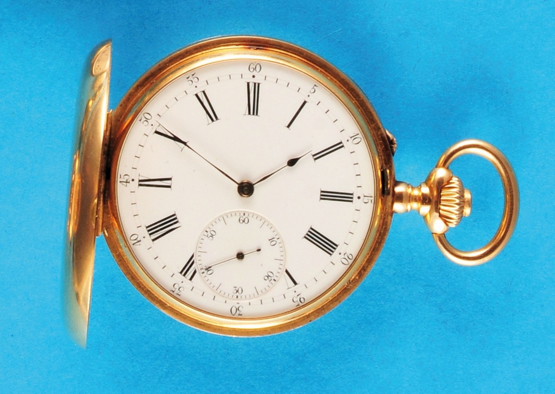 Vacheron & Constantin Genève, gold pocket watch with jump cover, smooth 18-ct. 3-lid gold case - Bild 2 aus 2