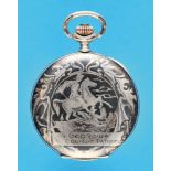 Doxa tulasilver pocket watch with jump cover, jump cover with floral tulasilver decoration,