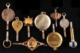 Set of 10 pocket watch keys,