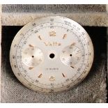 Vetta dial for cal. Valjoux 22, silver-plated dial with gold-plated hour markers and Arabic numerals