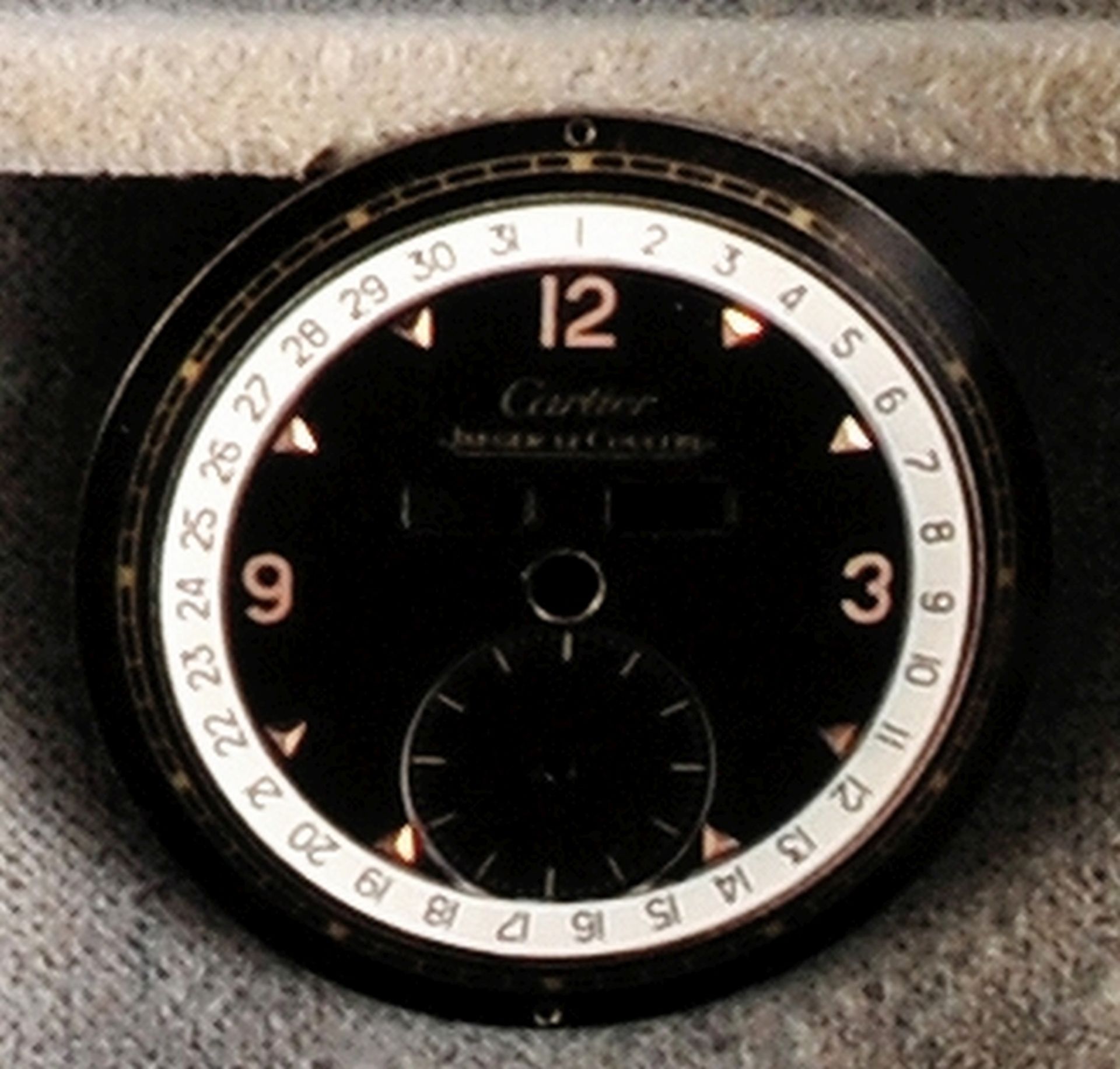 Cartier - Jaeger-LeCoultre "Triple-Date" dial, black dial 