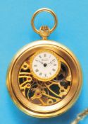 Comor Watch Co, 2-sided, skeletonised, gold-plated pocket watch with 2-zone time,