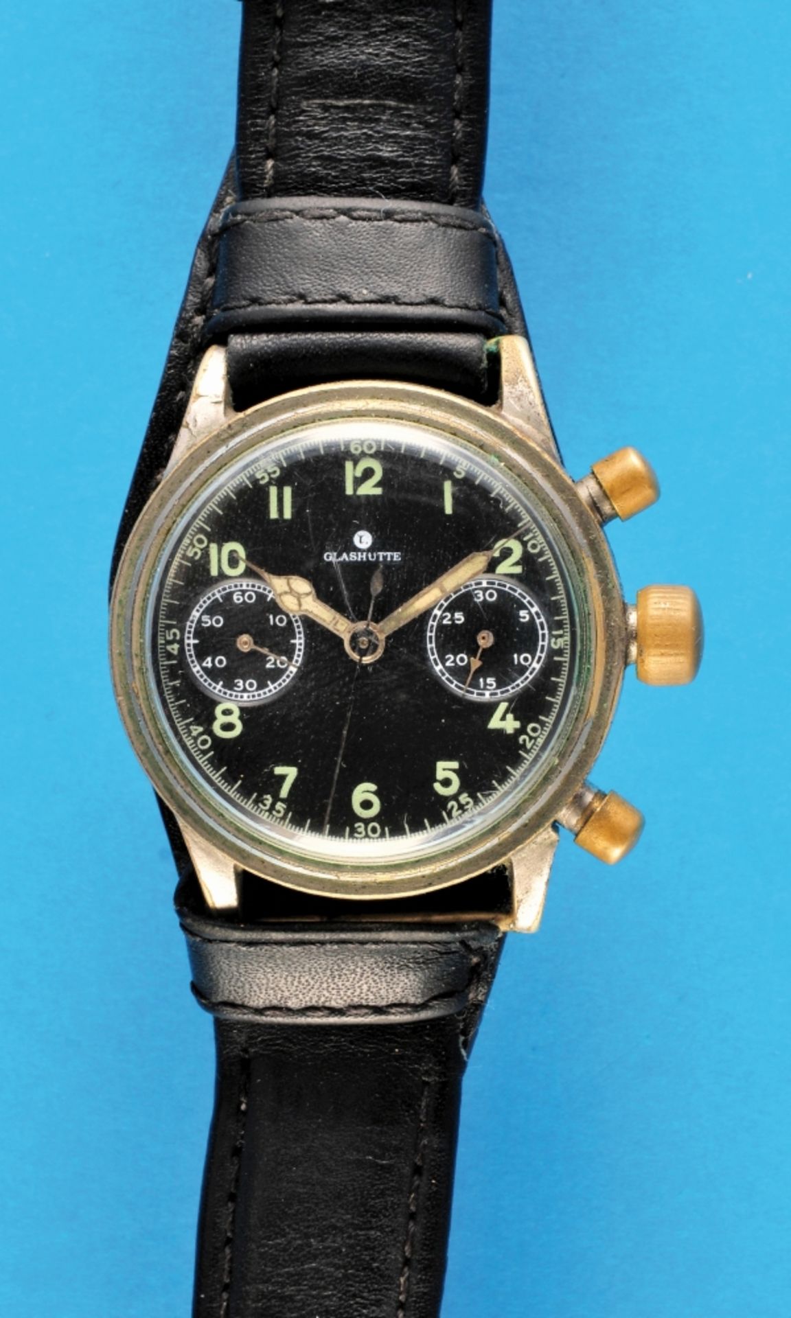 Tutima Glashütte, Pilot's chronograph with flyback function and 30-minute counter, WW2, for officers