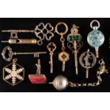 Set of 10 pocket watch keys, 