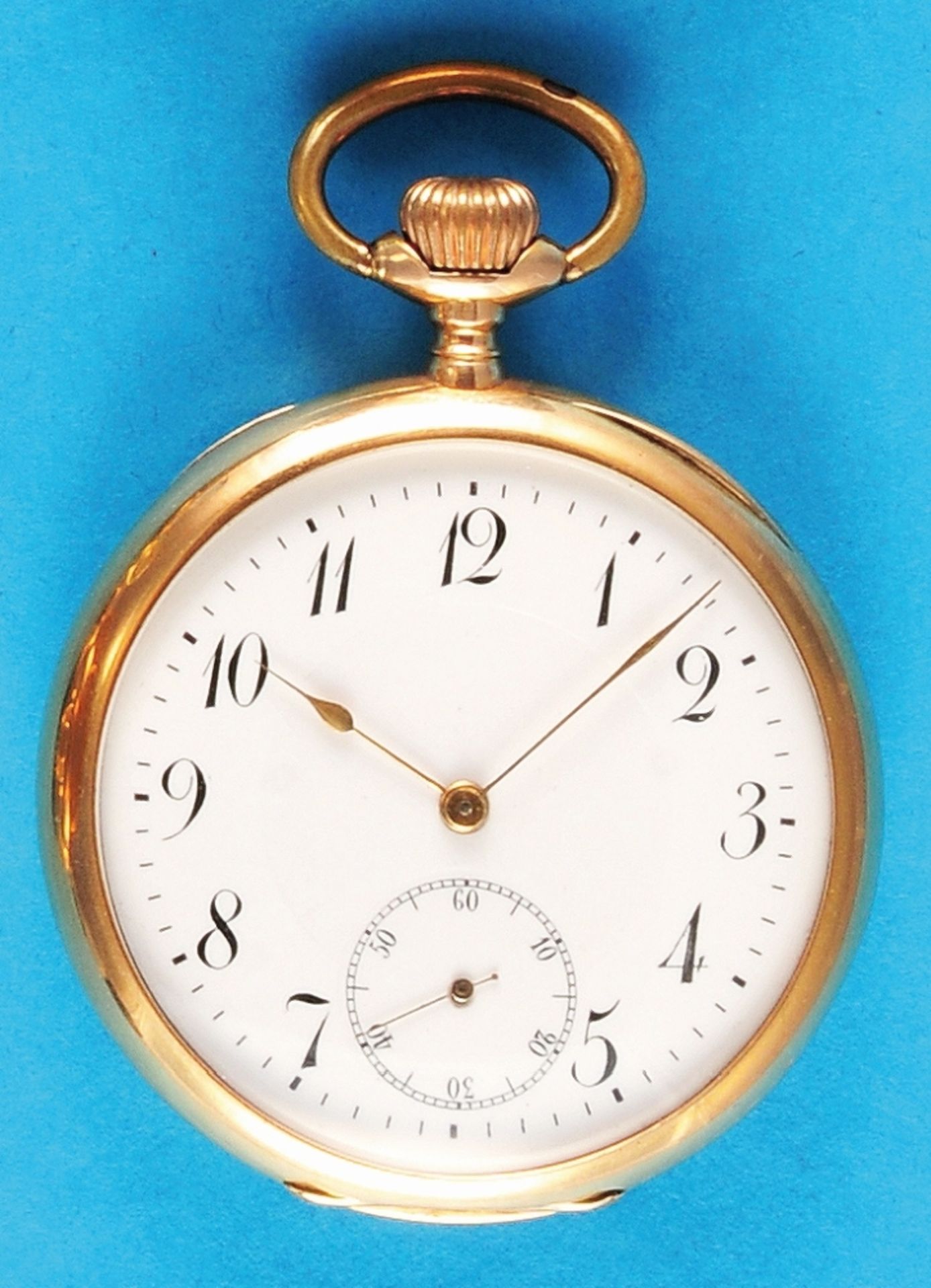 Nomos Glashütte i./Sa., New System Glashütte, gold pocket watch, guilloché 14-ct. 2-lid gold case, - Bild 2 aus 2