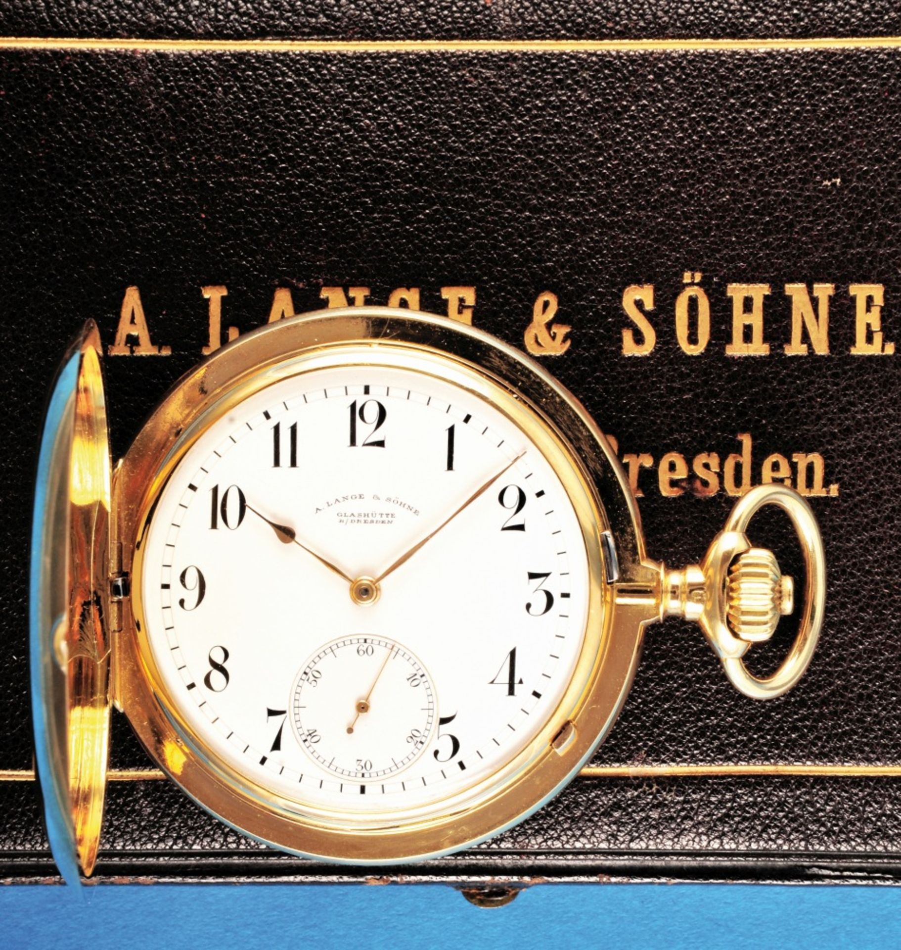 A.Lange & Söhne, Glashütte b. Dresden in 1 A quality, cal. 45, 18 ct., from 1916, with original case