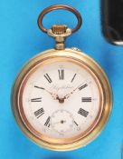 Large railwayman's pocket watch "Regulateur", with ornaments and early steam locomotive