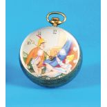 Glass ball clock with erotic automaton,
Doxa pocket watch movement, subsequently painted
dial with A