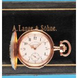 Deutsche Uhrenfabrikation Glashütte, A. Lange & Söhne, no. 35837, stepped 14-ct. 3-lid gold case wit