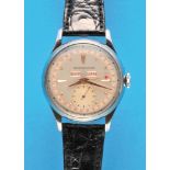 Jaeger-LeCoultre Triple Calendar, wristwatch with steel pressure caseback, cal. P484/A, circa 1950, 