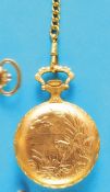 Marcel Watch Co., Oriosa, gold-plated pocket watch with jump cover, painted dial