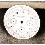 Eberhardt & Co., enamel dial for cal. Valjoux 72, with Arabic numerals and coloured chronograph scal