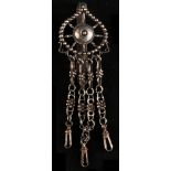 Chatelaine, iron, with 3 chains and carabiners