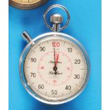 Hanhart "mega minute" stopwatch with 1/100-minute scale and red 60-minute counter