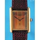 Cartier Tank, "Must de Cartier - Tri-color-Dial", ladies' wristwatch with original case and dial wit