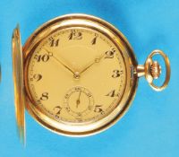Gilt pocket watch with spring cover, art deco, with stripe decoration,
