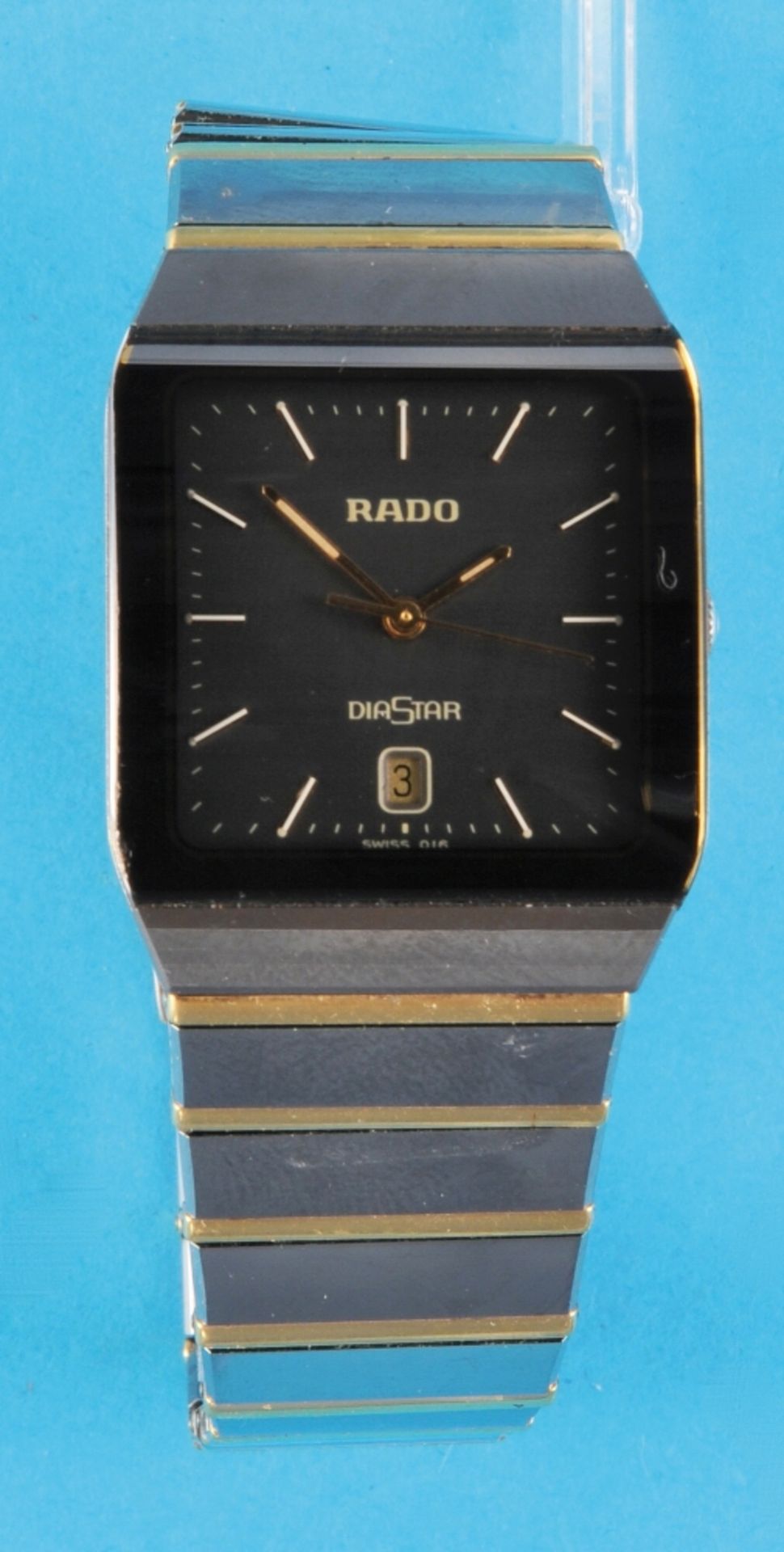 Rado Diastar quartz wristwatch with central seconds, date, scratch-resistant bi-colour case and bi-c