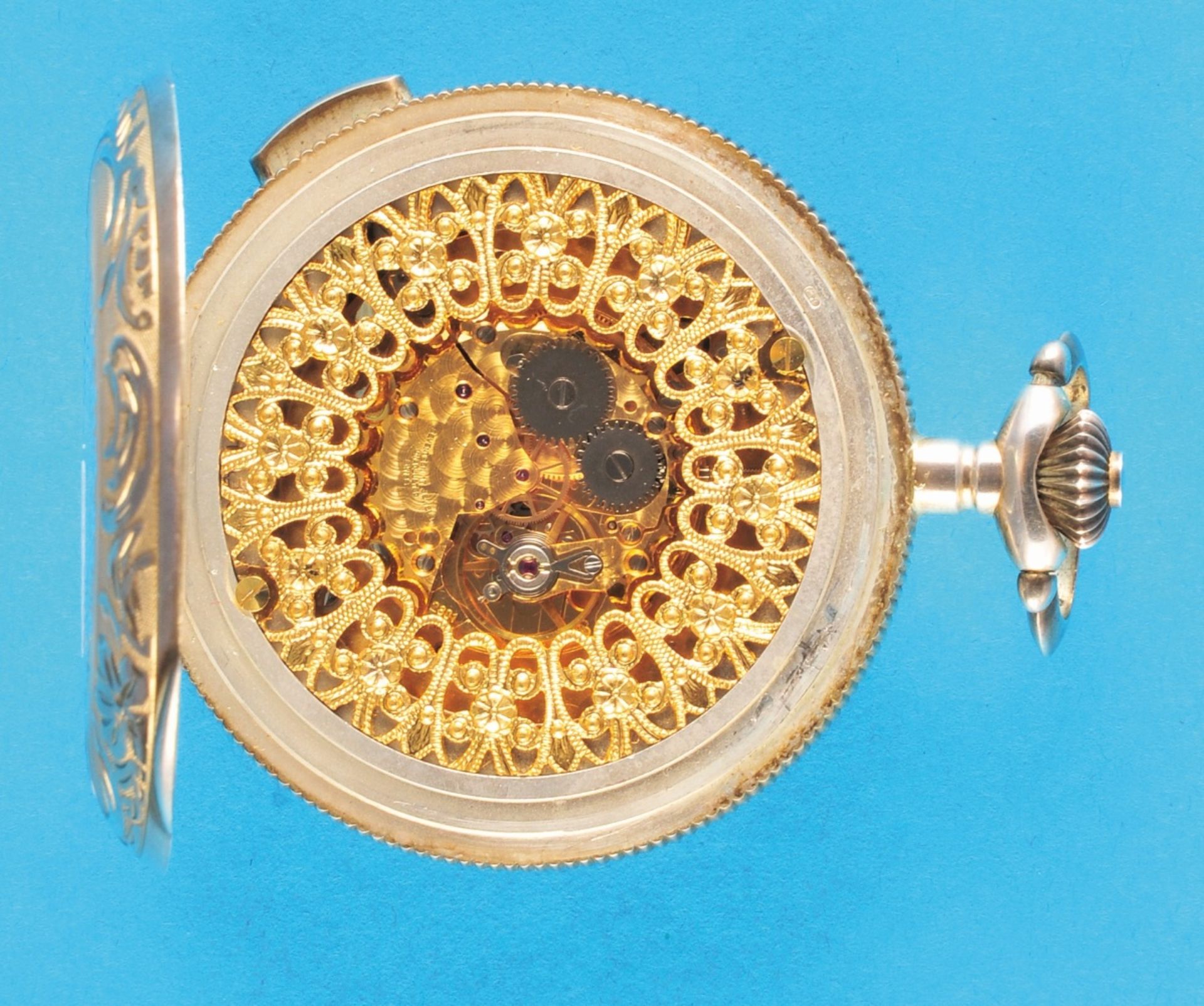George Bélangère, Le Locle, Sterling Silver Pocket Watch with Spring Cover - Image 2 of 2