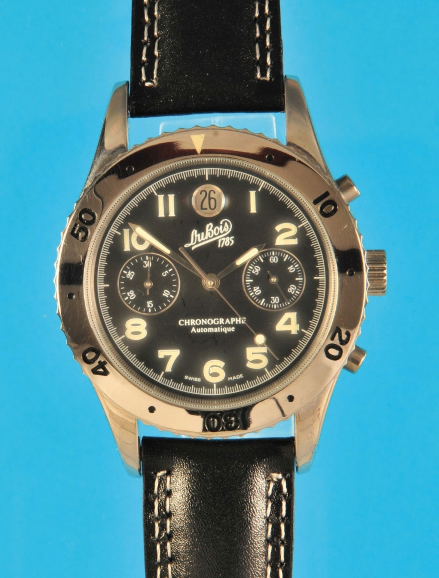 Du Bois steel wristwatch chronograph with description, limited 399 pieces,