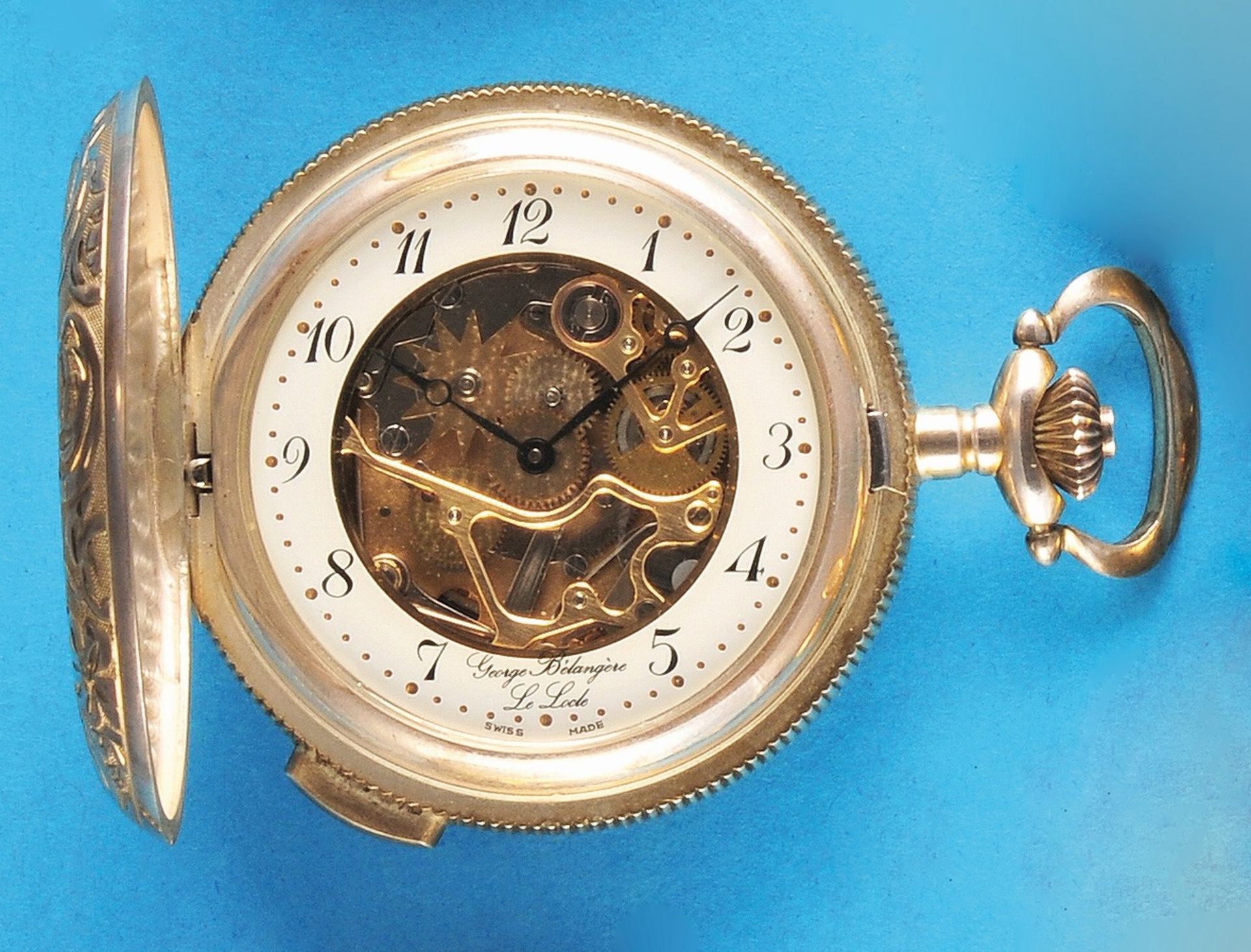 George Bélangère, Le Locle, Sterling Silver Pocket Watch with Spring Cover