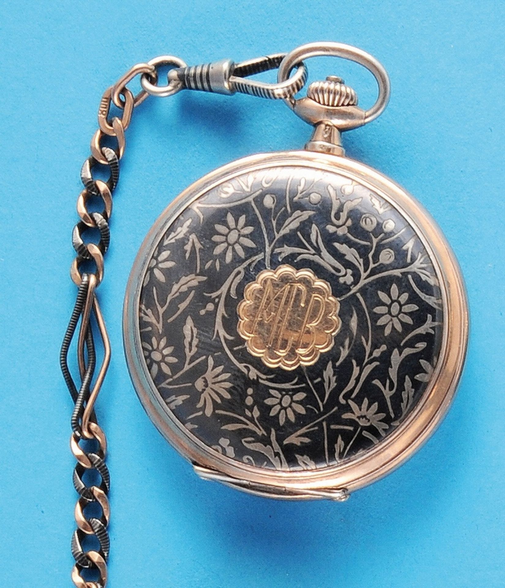 Omega Tulasilver Pocket Watch with Spring Cover and Tulasilver Chain - Image 2 of 2