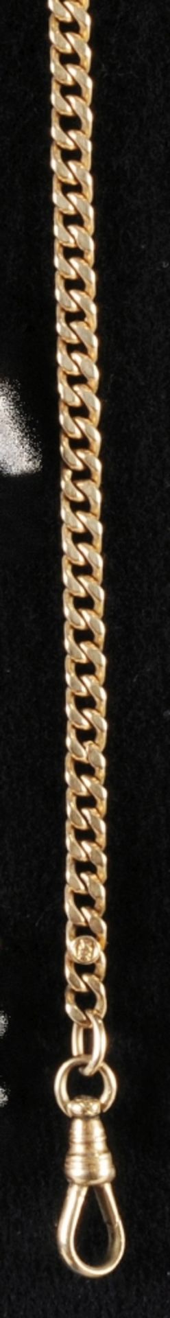 Gold pocket watch chain, 14 ct., armoured links with toggle