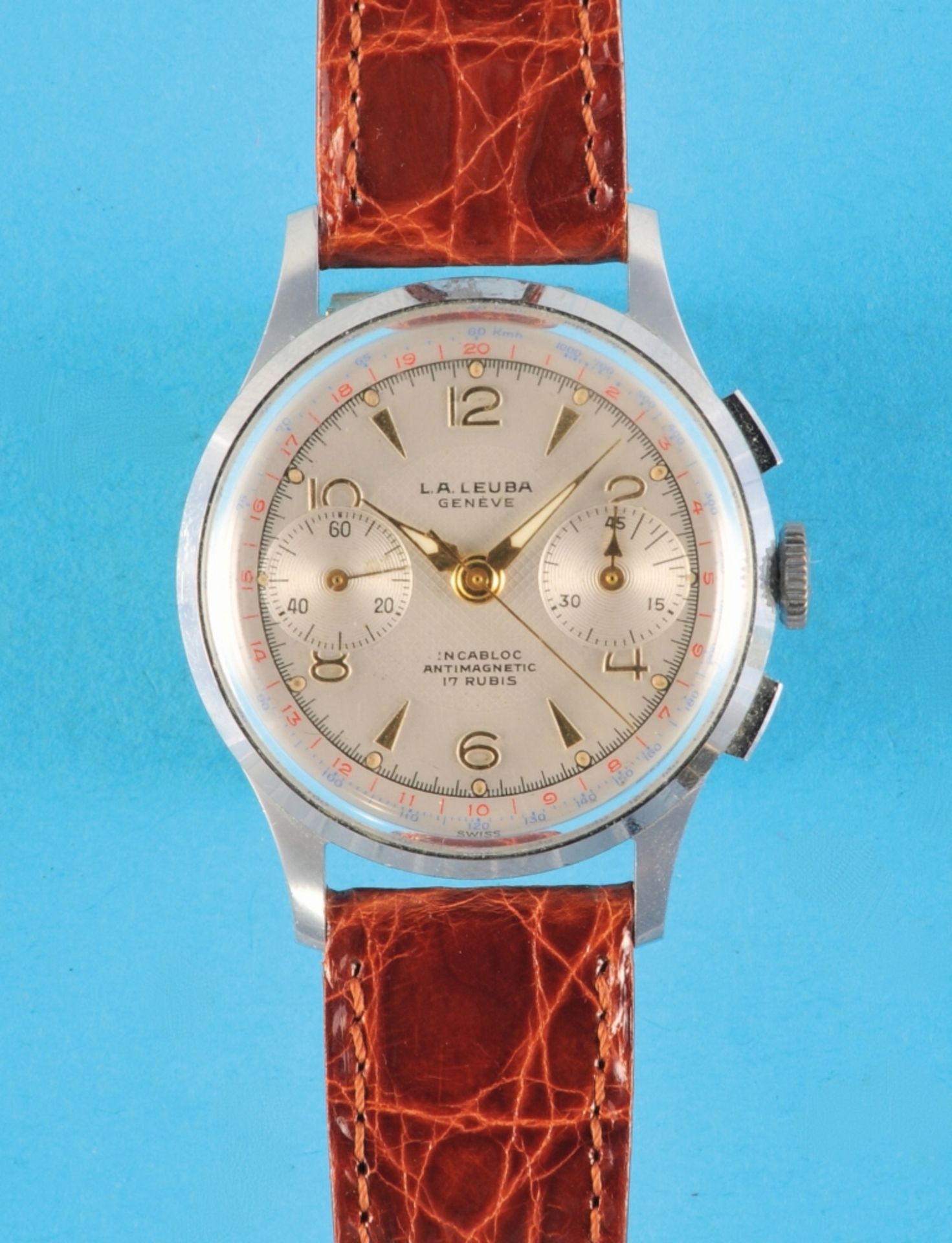 La Leuba Genève wristwatch with chronograph and 45-minute counter, reference 3016.0507, cal. Venus 1