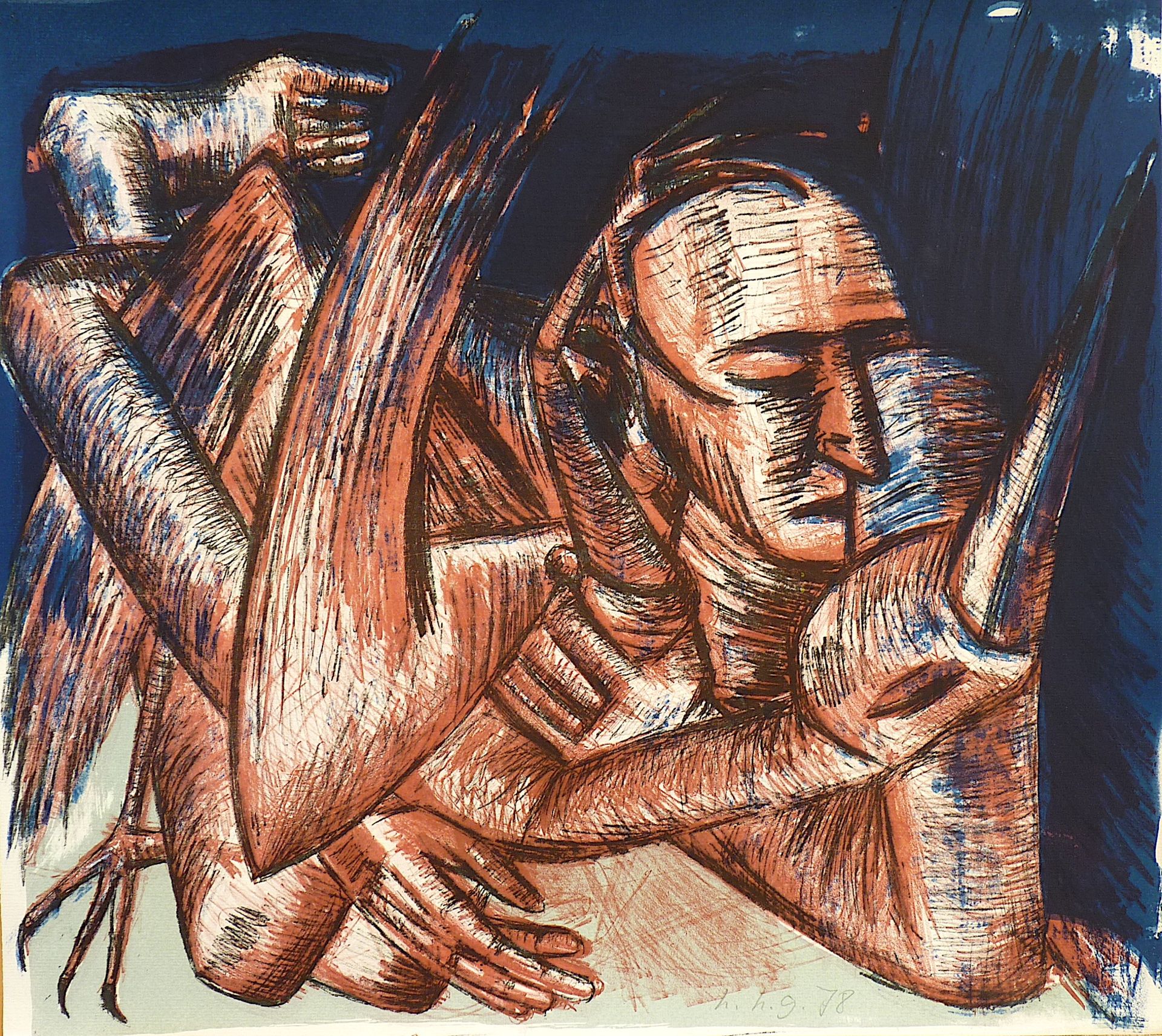 GRIMMLING, HANS-HENDRIK: ohne Titel ("Nacht meines Flugesl"), 1978