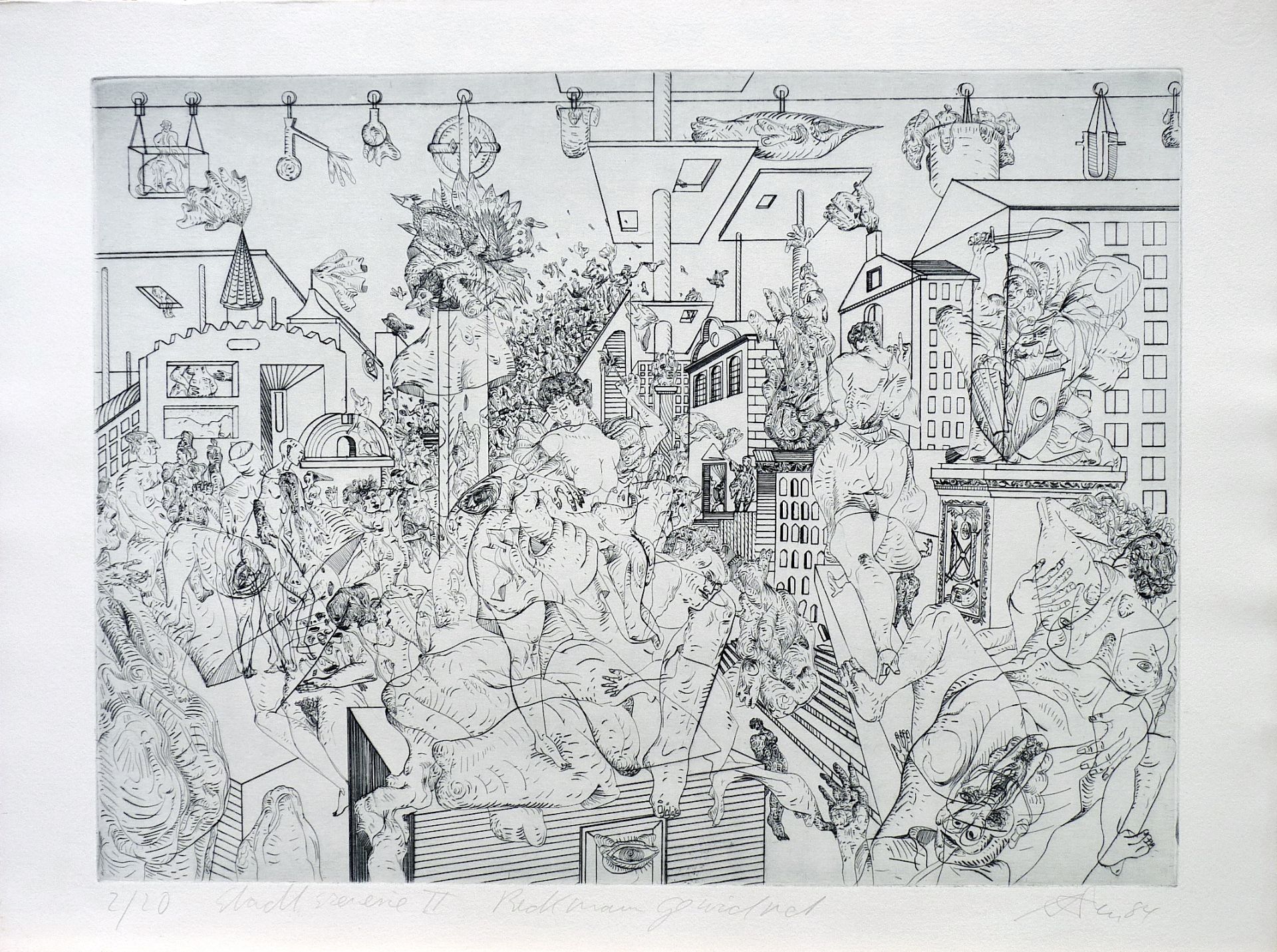 DRESS, ANDREAS: "Stadtszenerie I + II, Beckmann gewidmet", beide 1984 - Bild 2 aus 2