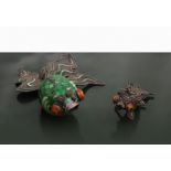 Tropical fish in cloisonné enamels and tropical fish in metal with articulated bodies, China, 20th c