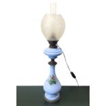 Lamp in shades of blue with floral decoration, Early 20th century