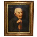 Portrait of an old man with a walking stick, 19th century