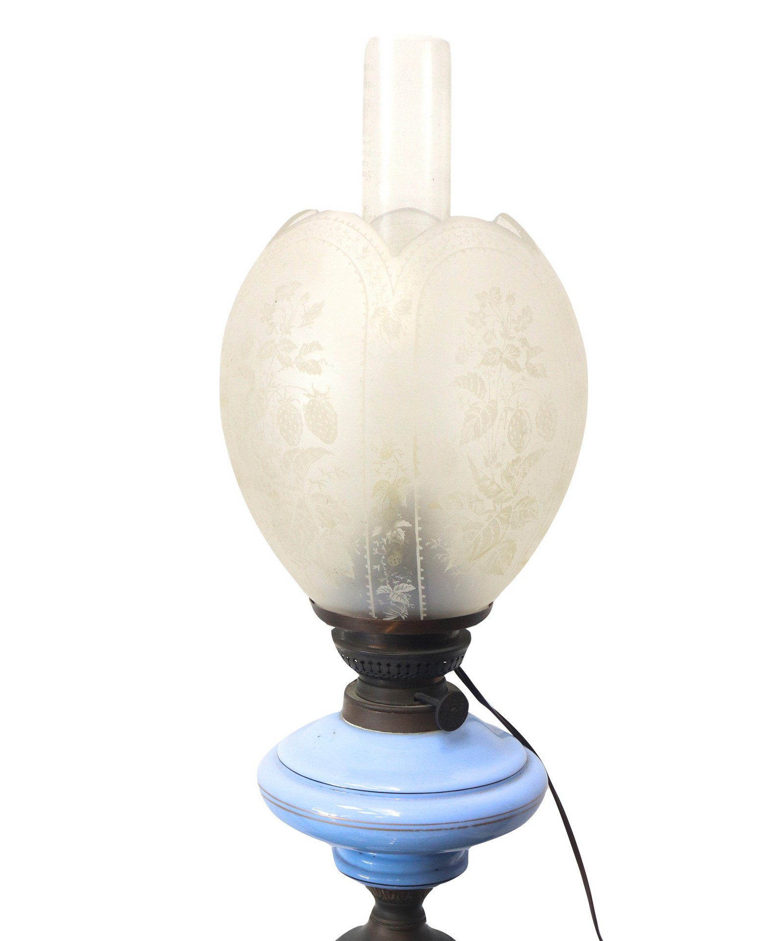 Lamp in shades of blue with floral decoration, Early 20th century - Image 4 of 4