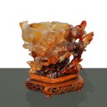 Carnelian vase with flowering branch and birds