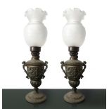 Pair of oil lamps, Late 19th century