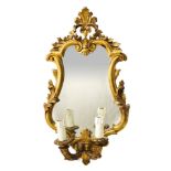 Wall lamp with two lights and mirror, 20th century