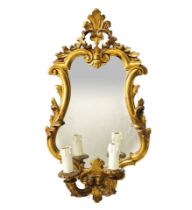 Wall lamp with two lights and mirror, 20th century