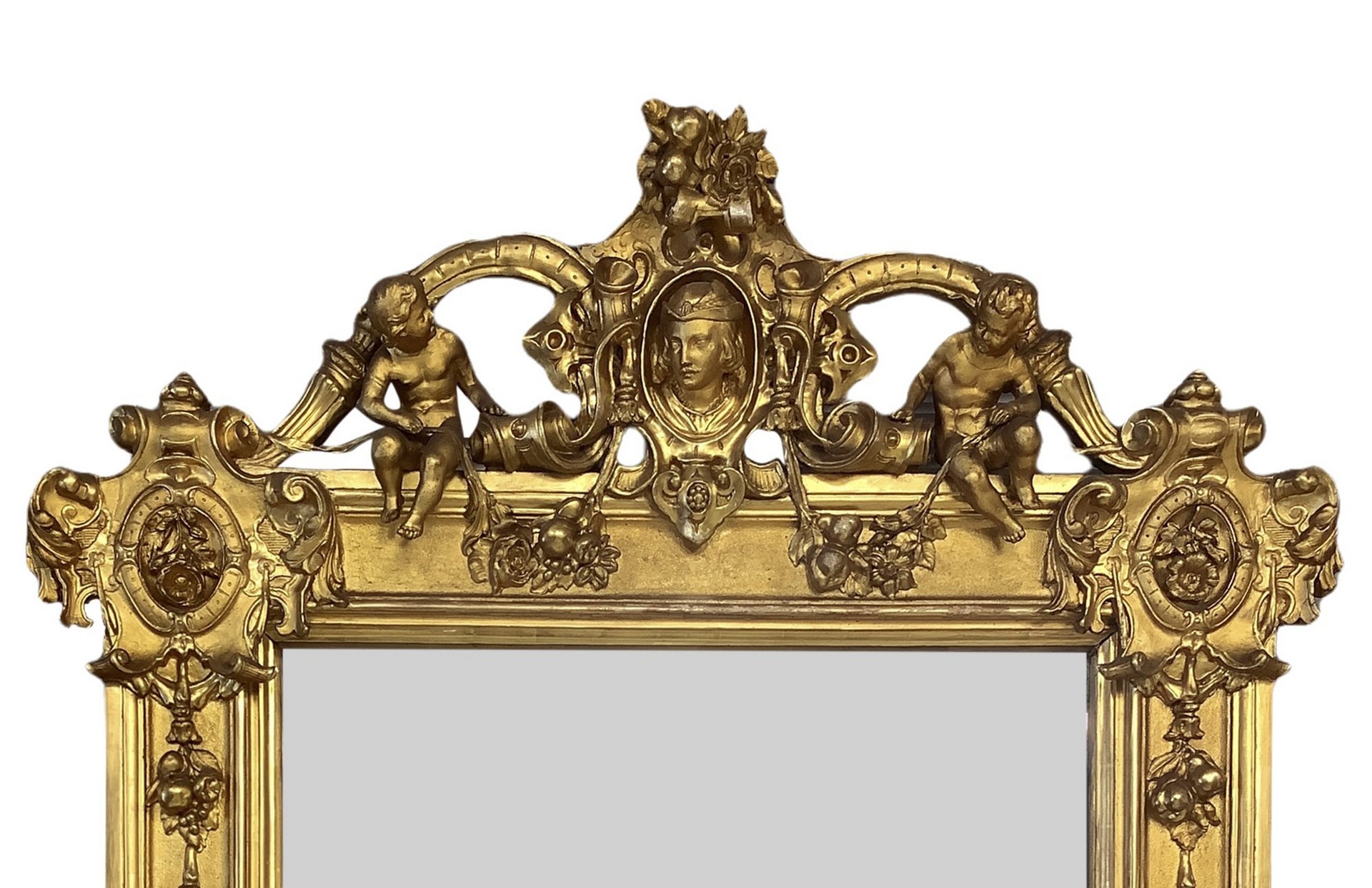 Important mirror in gilded wood with gold leaves, nineteenth century - Bild 3 aus 5