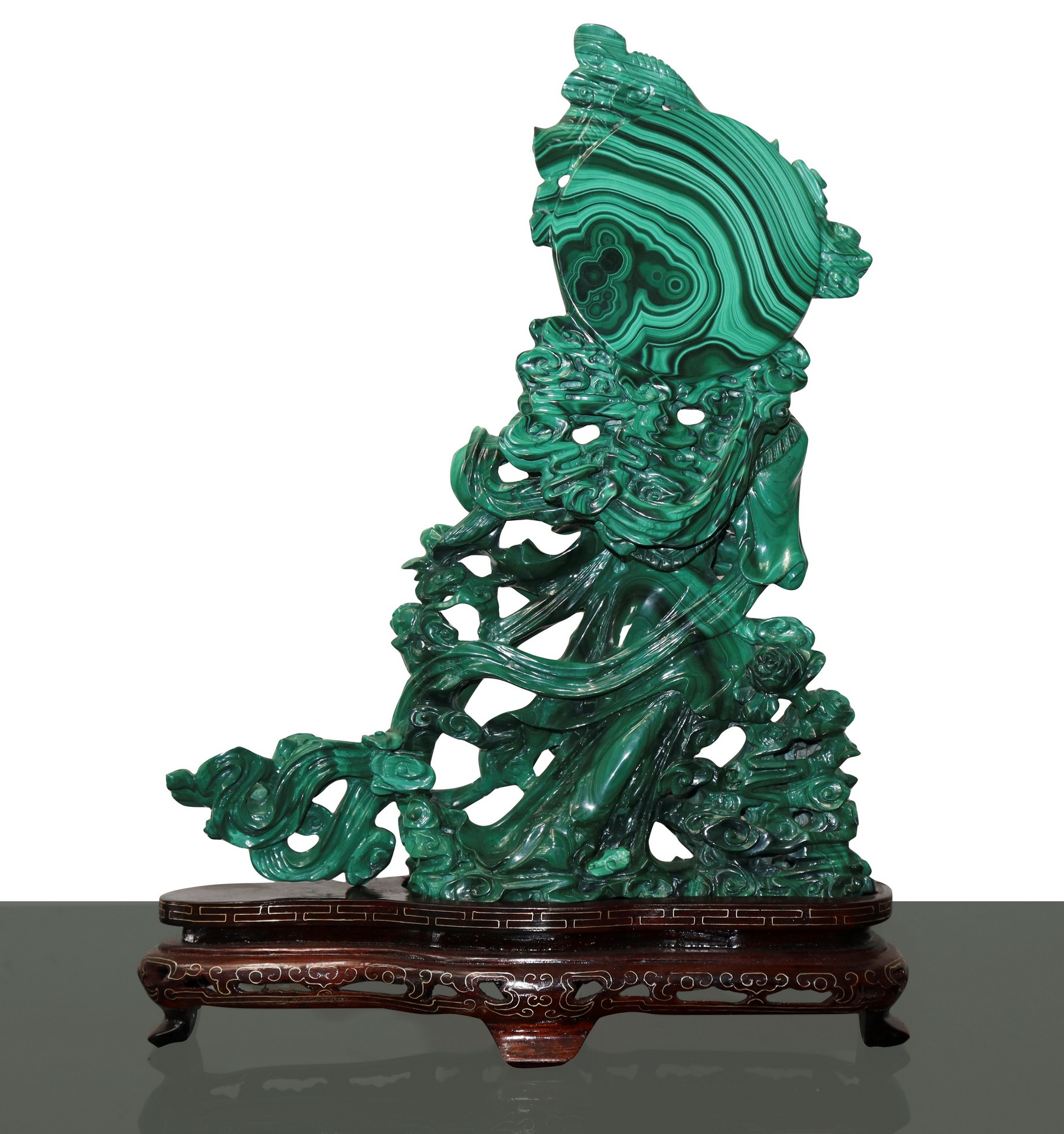 Large malachite guanyn with flowers and birds - Bild 2 aus 6