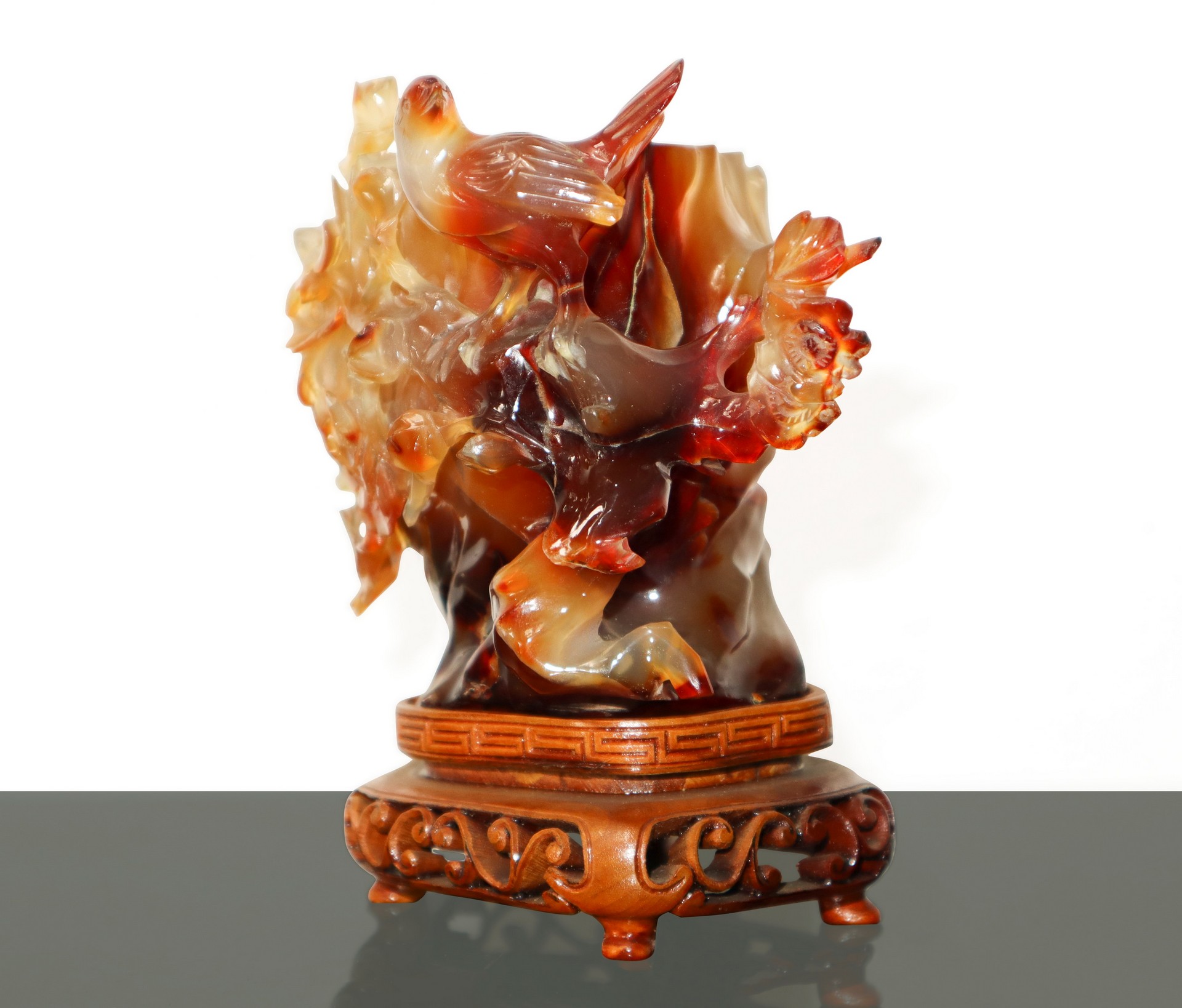 Carnelian vase with flowering branch and birds - Bild 3 aus 6